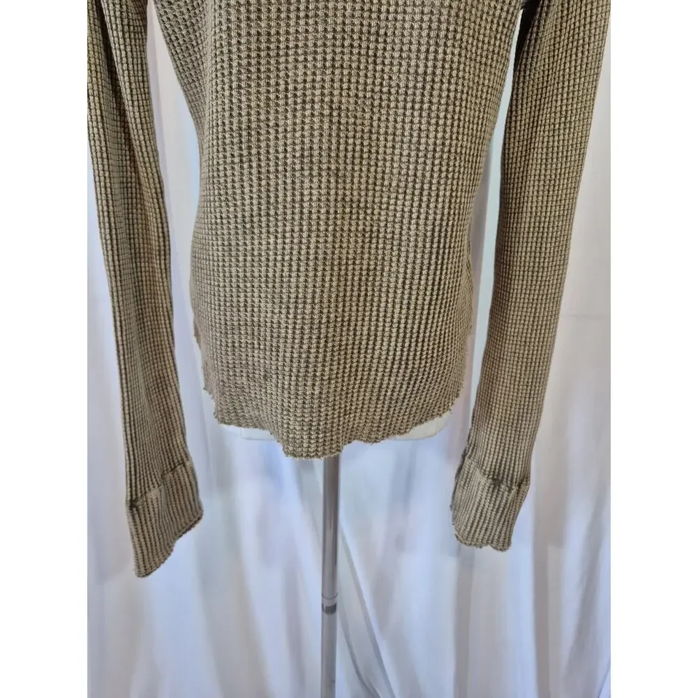 Free People One Colt Henley Green Cotton Thermal Top Small